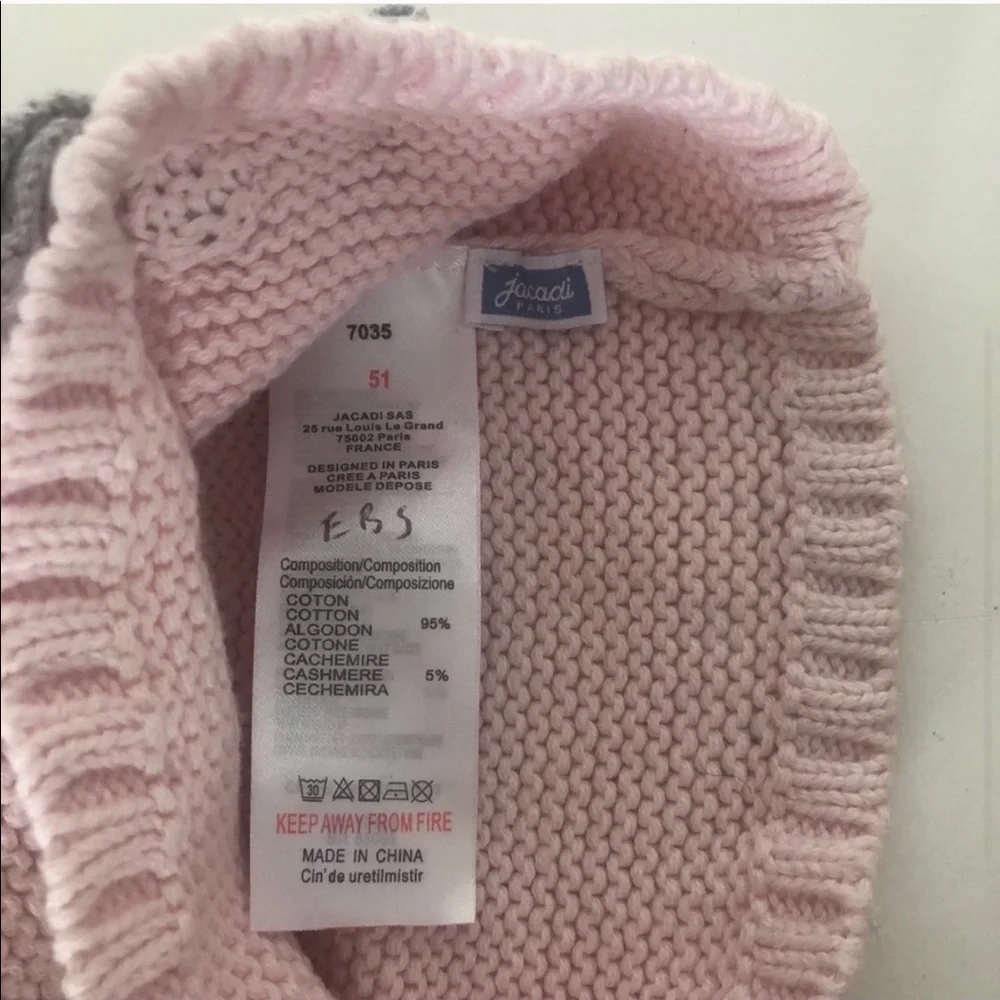 Jacadi 51 Cotton Knit Beanie Pull On Bow Hat
